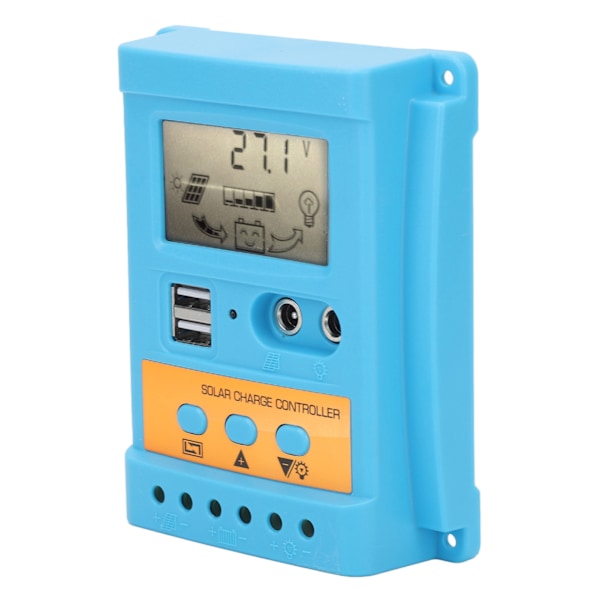 Solcelleladningsregulator 12V 24V Automatisk identifikation 2 USB-port LCD-display Høj effektivitet til forseglet batteri 50A