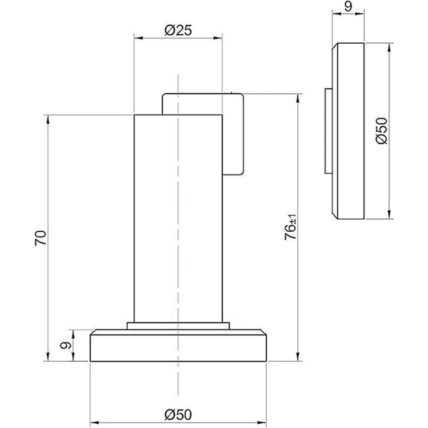 Magneettinen ovenpysäytin MS010 antiikkityylillä - Ovenpysäytin lattia- ja seinäkiinnitysmateriaalilla - Magneettinen ovituki - Ø 5cm, korkeus 8.4cm