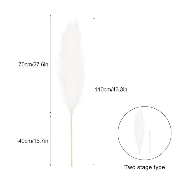 Høj kunstig pampasgræs dekoration - 110 cm lang, store blomsterrige pampasgræsgrene lyse lilla