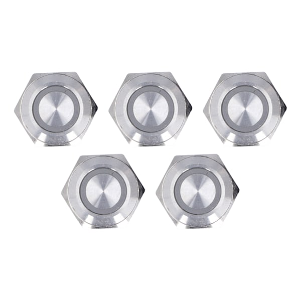 5 kpl Momentary Push Button Switch Metal Auto Reset Ultra Thin Vedenpitävä LED 16mmAC220V Keltainen
