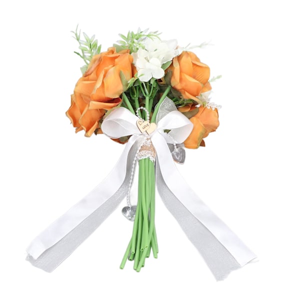 Brudbukett i plastmateriale, oransje, retro, elegant stil, DIY dekorativ lett kunstig blomst for gårdsplasser