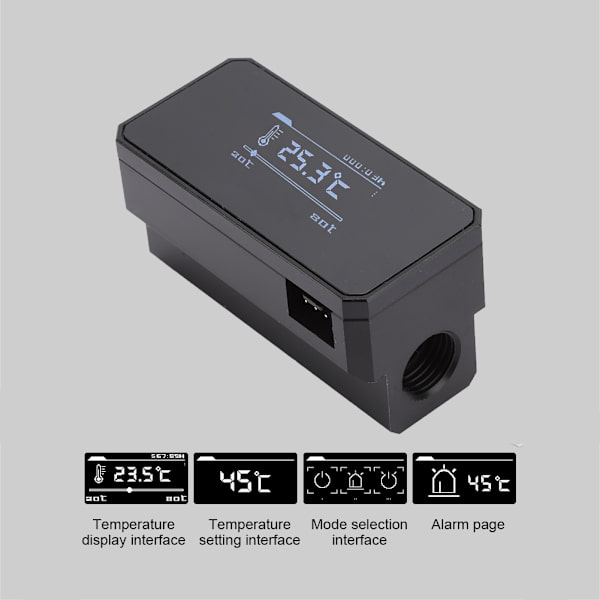 Intelligent vandtemperatur beskytter Multi Mode OLED Display Overvågning Termometer (Sort)