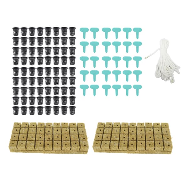 72 sæt 1 tomme Rockwool-terninger med 2 tommer netpotter til hydroponisk dyrkningssystem God vandabsorption Hydroponisk netkop-sæt til hjemmet