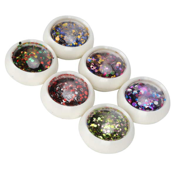 6 lådor Runda paljetter Plast Färgglada Glitter Dekorativa smulor DIY-prydnadstillbehör
