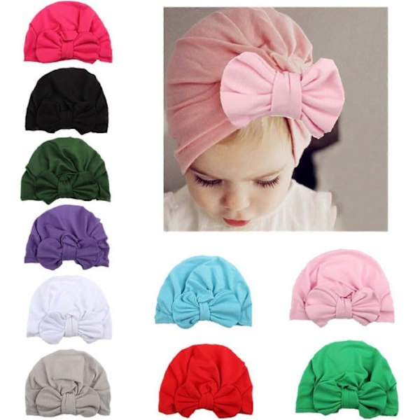 10-pak Baby Bandanas, Baby Beanies, Børnehatte, Elastisk Blød Bomuld, Fødselsdagsfoto Party Rekvisitter, Flerfarvede Hatte til 0-4 År Gammel Baby