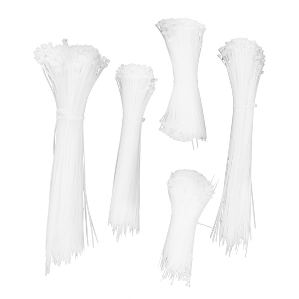 5 pakker med kabelbinderserier med engangsbruk i nylon