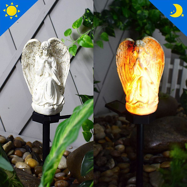 Solar Angel Lights for Garden, Balcony, and Yard - Waterproof LED Angel Lamp for Cemetery - Memorial Gifts