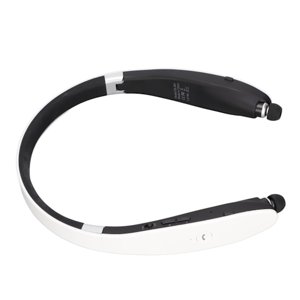 Bluetooth hörlurar med nackband Stereo brusreducerande hopfällbara infällbara öronsnäckor Trådlöst headset med mikrofon Vit