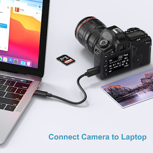 Kort USB B til USB C-kabel for ekstern harddisk USB 3.1 Rask 5 Gbps dataoverføring Kamerautskifting Kompatibel 1 pakke
