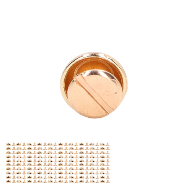 8 mm 100 sett lærnaglersett rund soppform Elektroplettering dekorative nagler Rørformede metallnagler for DIY Craft Gold