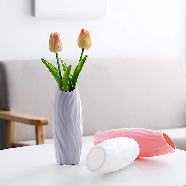 1 Styck Europeisk Stil Plastfärg Vas, Hushåll Torkade Blommor, Färska Blommor, Matbord Och Vardagsrumsdekorationer (grå)