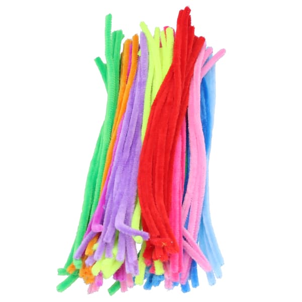 2 pakker assorterede farver chenille-stængler med plastikøjne til studerendes håndlavede håndværksmaterialer