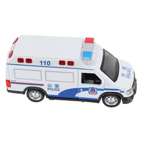 Modellbil Simulering Ljud Ljus Polisbil Leksak Nödmetallbil Öppen Dörr Dra Tillbaka Framåt Present för Pojke