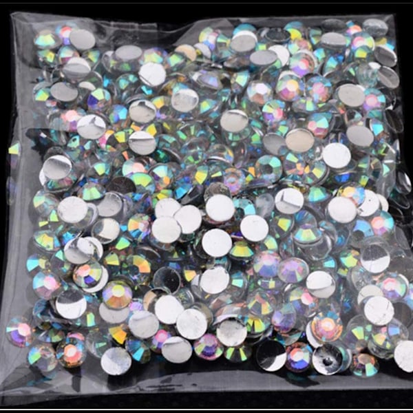 1000 stk/pose 4 mm Resin AB Drill Perler Rhinestone Flatback Scrapbooking Neglekunst Dekorasjon