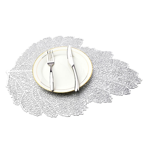 Bladformad underlägg Blad 36x47CM PVC Reptålig bordsunderlägg för bröllop Matbord Matt Guld