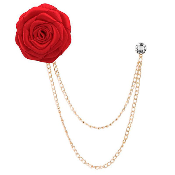 Håndlavet Stof Kunst Rose Blomst Brosche Lapel Nål Badge til Brudgommens Bryllupsdragt - Sæt af 2
