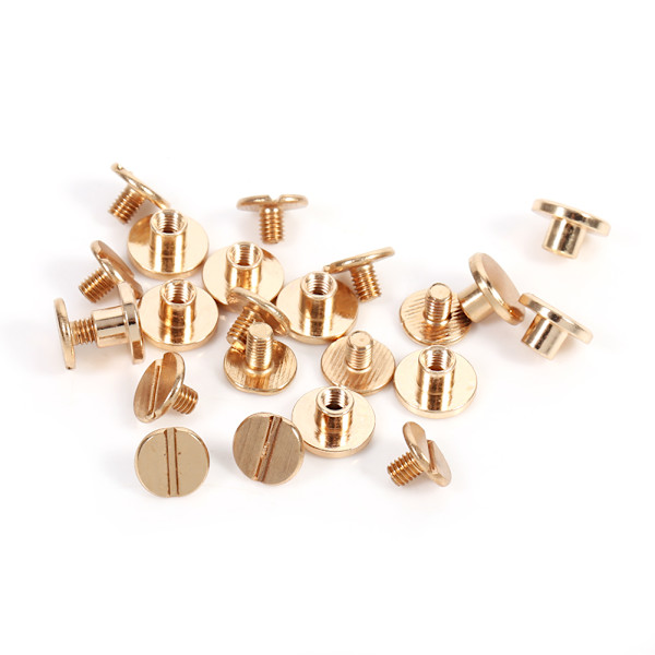 10 sæt 5/6,5/8 mm Solid Messing Knap Stud Skrue Søm Screwback til Læder Nitte Bælte DIY Guld