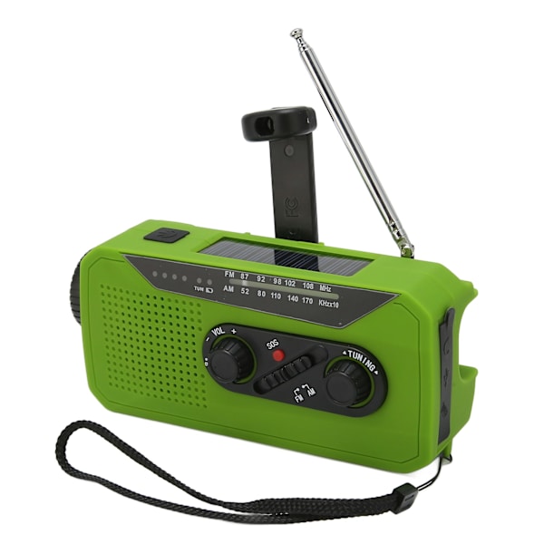 Handvev Radio AM/FM/SOS Full Band USB Uppladdningsbar utomhus LED Solar Powered Emergency Radio Ficklampa