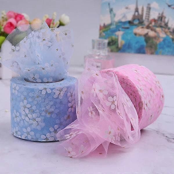 5 Yards/rulle 6cm Blommig Tyll Daisy Band Rulle DIY Dekoration blue