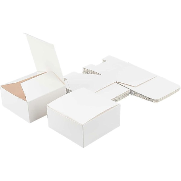15 st 4x4x2\" Vikbar Papperslåda Vit Kraftpapper Presentförpackning Tärnförfrågningslåda
