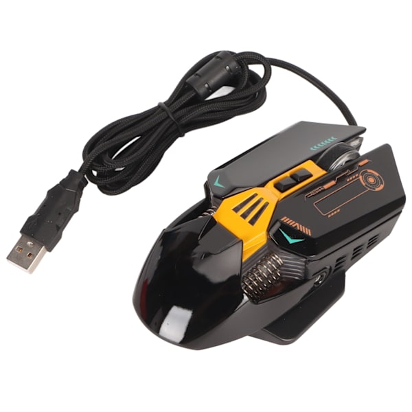 Kablet mus ergonomisk RGB baggrundsbelyst justerbar DPI 7 programmerbare knapper gaming mus til gaming kontor studie sort
