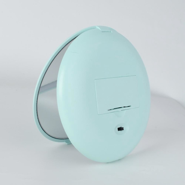Grön LED-belyst fickspegel - 1x/10x förstoring, bärbar och kompakt för resor, sminkspegel med naturligt ljus