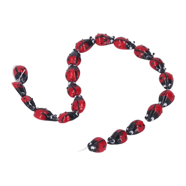 20 st Ladybug Pärlor Svart Röd Glas Glansig Bekväm DIY Tillverkning Korrosionsbeständig Smycken Distanspärlor för Hantverk