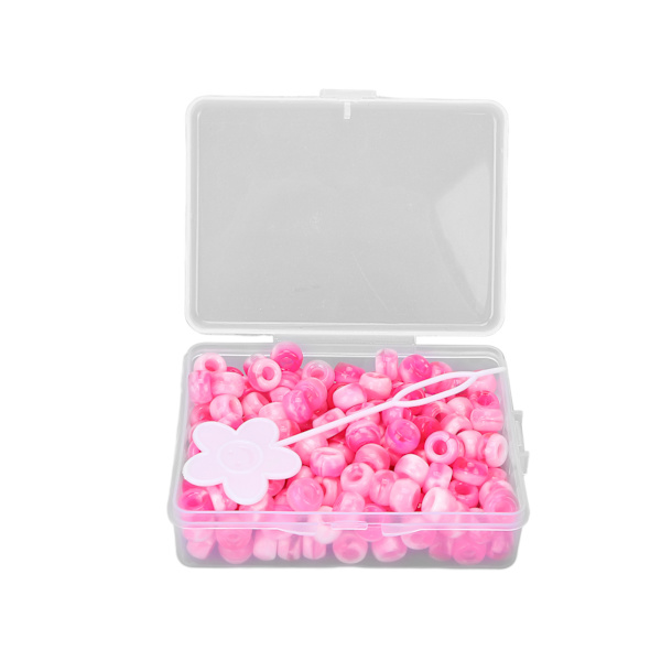 Ponnypärlor Kit Godisfärg Gör-det-själv smycken Göra pärlor Hårpärlor för Armband Halsband Hantverk Göra Rosa