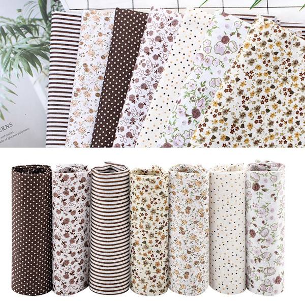 7 stk 25*25 cm bomullsstoff DIY assorterte firkanter forhåndskutte sengepakke kvartalsbunt kaffedott