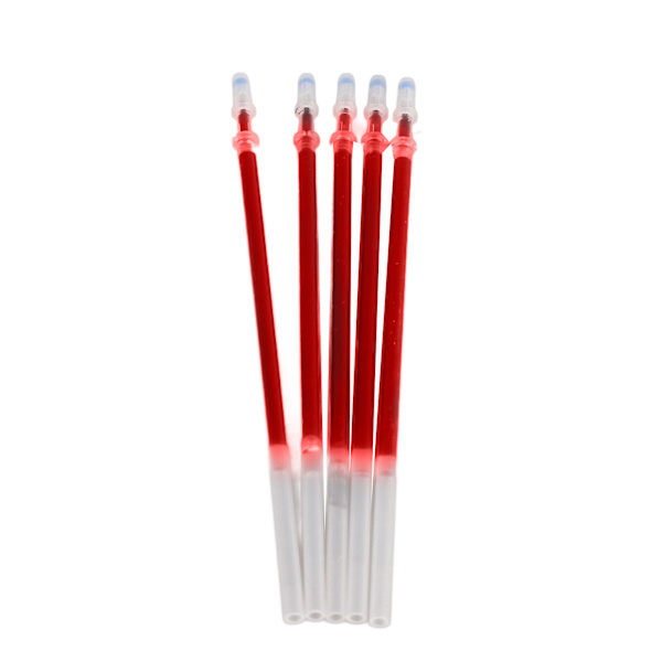 5 geelikynän täyttöä, 0,5 mm viivanleveys, tasainen kirjoitus, kulutusta kestävä Red Ballpoint