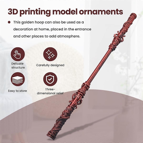 Sun 3D-print Jingu Bang Håndværk Ornamenter, Sort-Rød