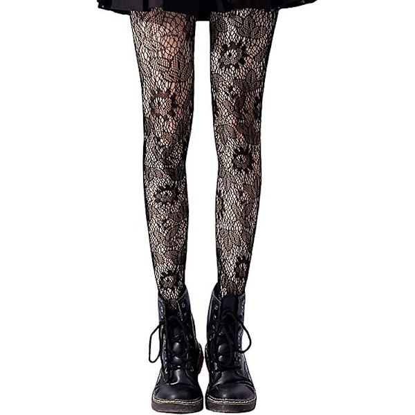 Floral Print High Waist Fishnet Tights for Women