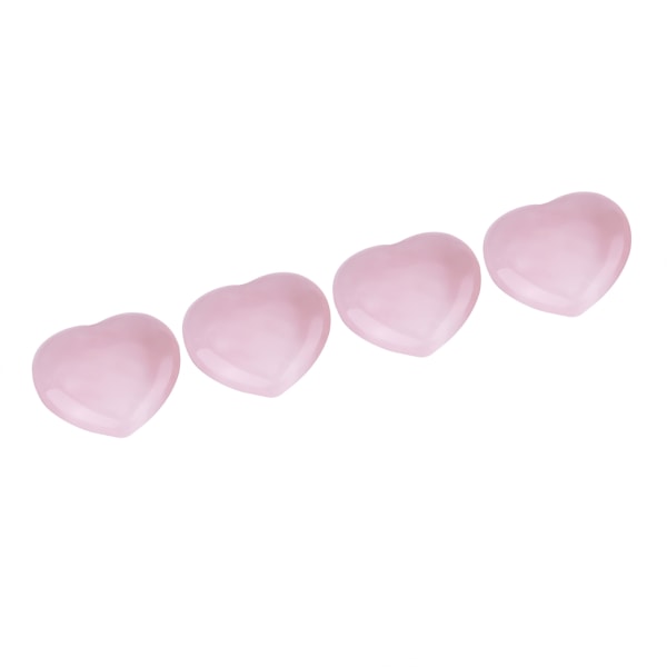 4 stk Rose Quartz Udskåret Hjerteformet Pink Krystal Healing Stone Semi ædelsten Decor