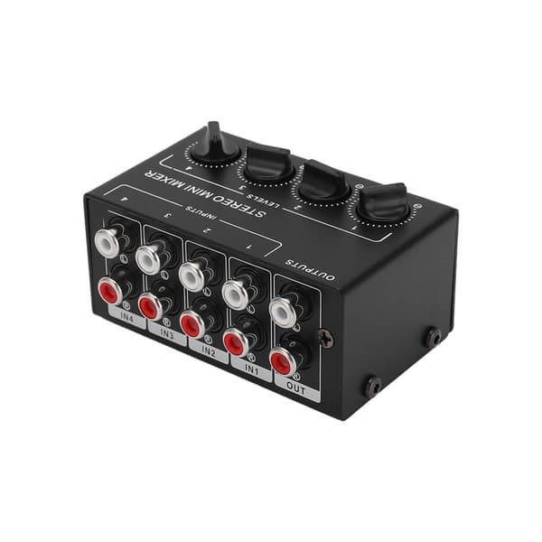 Stereo Mixer Passiv 4 Kanal Audio Line Mini RCA Bærbar til Computer Telefon Tablet