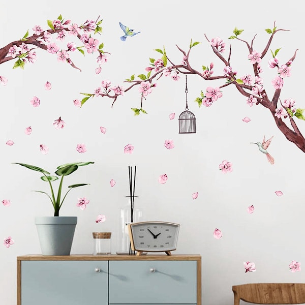 Et sæt vægklistermærker med blomstergrene til køkken, soveværelse og stue