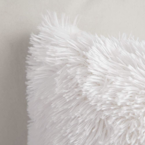 Fluffy Pels Pudebetræk - Blødt og Sødt Firkantet Pudebetræk til Stue Sofa og Soveværelse - 16x16 Tommer/40x40 Cm - Hvid (Pakke med 1)