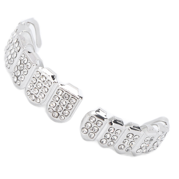 Trendigt guldpläterat hiphop-tandsmyckesset i legering - unisex - accessoarer för rappare - silver