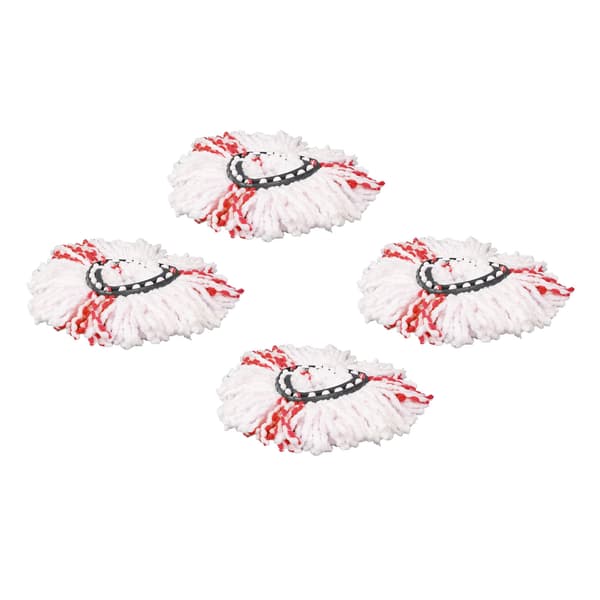 4-pakning Spin Mop Erstatningshode Trekant Gjenbrukbart Mikrofiber Roterende Mopphode for Gulvrengjøring Rød 4 stk