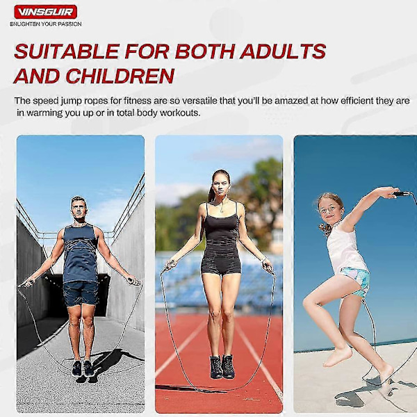 Hoppetau, Speed Jump Rope Tangle-free Justerbar, Svart Zekai