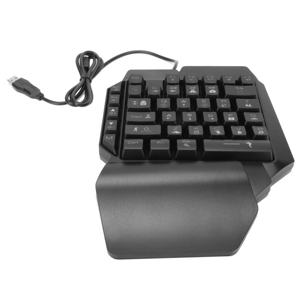 Enhånds gamingtastatur USB Ergonomisk design RGB-bakgrunnsbelyst Plug and Play-halvt tastatur for dataspilling