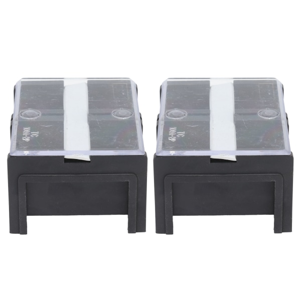 2stk Wire Barrier Block Terminal Strip 600V 100A TC Fast Jern Dual Rader Terminal Strip med deksel Svart 2 Posisjoner (1002)