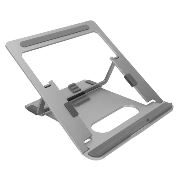 Bærbar computerstativ i aluminiumslegering, foldbart, højdejusterbart, hult varmeafledende bærbar computerstativ sølvgrå til 11-15,6 tommer