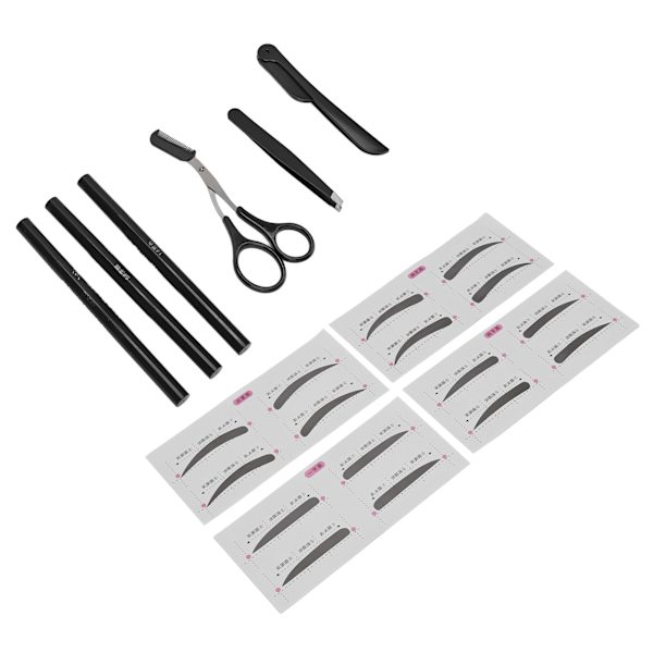 Ögonbrynsvårdskit Professionellt bärbart ögonbrynshyvelsax Pincett Brow Pencil Card Set