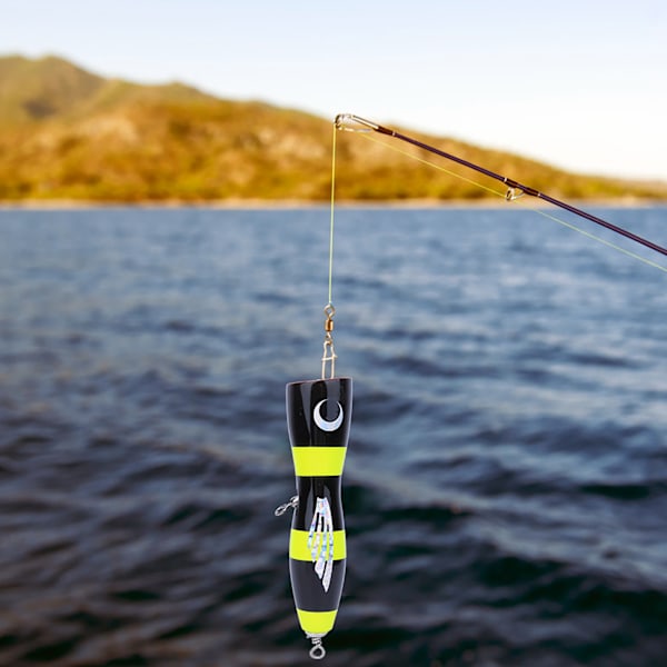 Trä Stor konstgjord Popper Fisk Lure Topwater Simulering Age Havsfiskeredskap svart gul