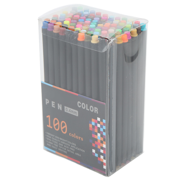 Fineliner-pennor 100 färger Snabbtorkande Glansigt bläckutmatning 0,4 mm nålrör Minimera blödning Fineliner-pennor för skrivning