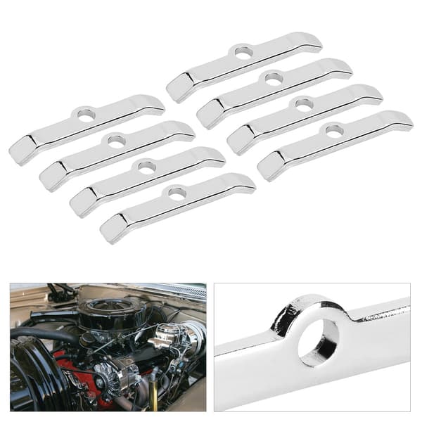 8 st Krom Ventilkåpa Fästklämmor Spridarstänger Passar Chevy 283 305 327 350 Silver