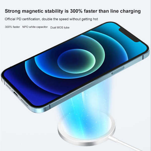 Magneettinen langaton laturi Nopea langaton latausalusta Yhteensopiva iPhone 12:lle