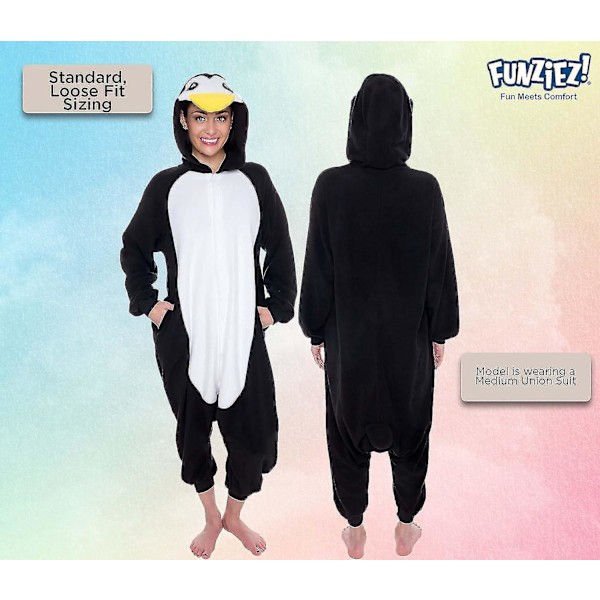 Funziez! Aikuisten eläin- ja merieläinplyysi cosplay-asu naisille ja miehille - Halloween-asu Medium Penguin