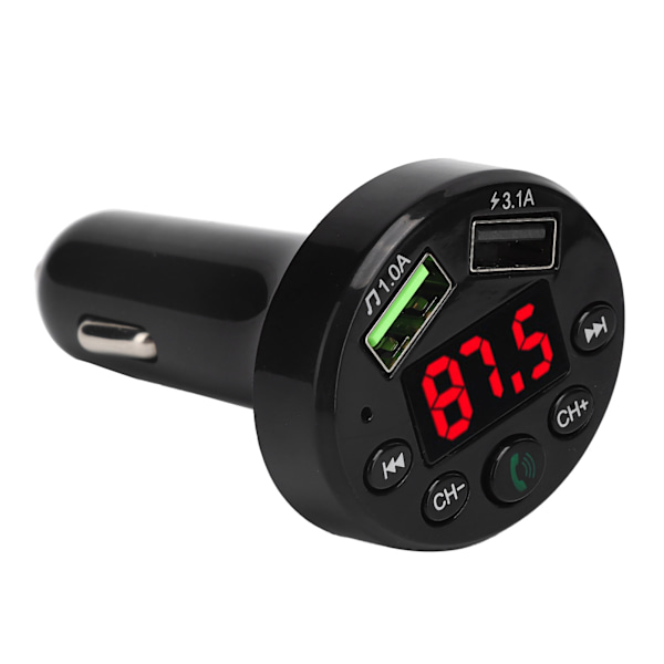E6 Bil Bluetooth 5.0 MP3-spiller Modulator Dobbel USB Hurtiglading FM-adapter Transmmitter
