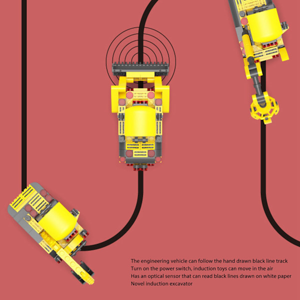 DIY induktiv gravemaskine byggeklodser Legetøjsbil til børn 3+